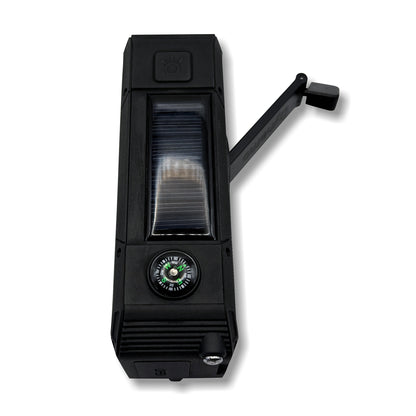 Emergency Dynamo Crank Radio – Solar + USB Power Bank, NOAA Weather, AM/FM, Bluetooth Speaker, Flashlight, SOS & Belt Clip