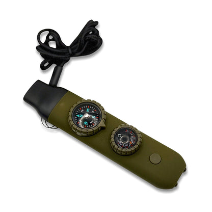 5 in 1 Tactical Emergency Whistle with Compass, Light, Thermometer & Reflector